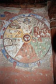 Ladakh - Alchi monastery, cortyard of the main temple entrance, the wheel of life mural painting 